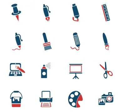 Art tools icon set Stock Illustration