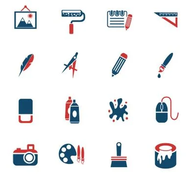 Art tools icon set Stock Illustration