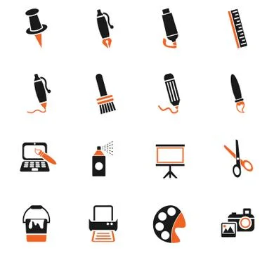 Art tools icon set Stock Illustration