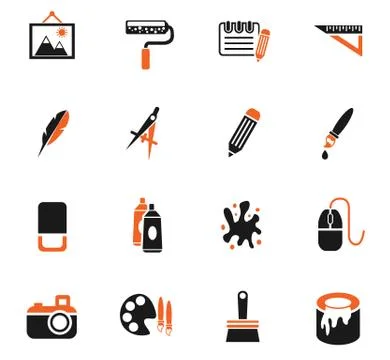 Art tools icon set Stock Illustration