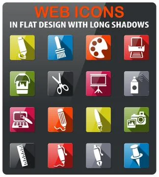 Art tools icon set Stock Illustration