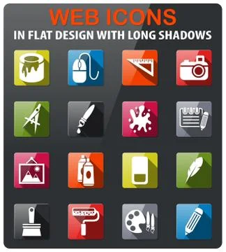 Art tools icon set Stock Illustration