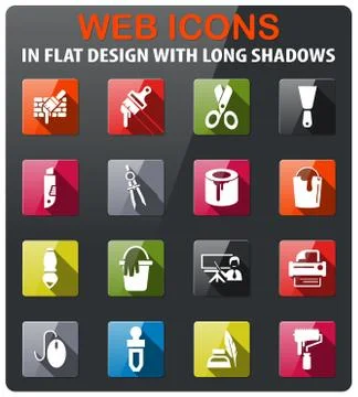 Art tools icon set Stock Illustration