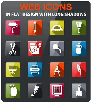 Art tools icon set Stock Illustration