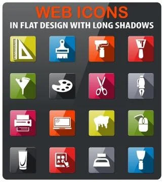 Art tools icon set Stock Illustration
