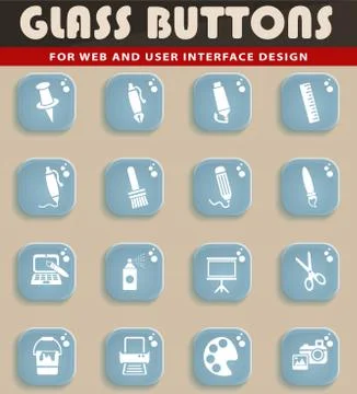 Art tools icon set Stock Illustration