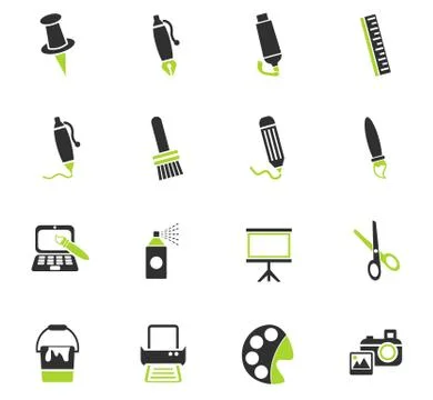 Art tools icon set Stock Illustration