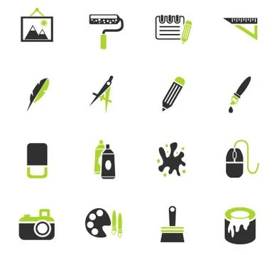 Art tools icon set Stock Illustration