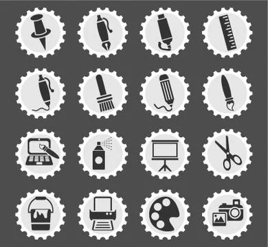 Art tools icon set Stock Illustration