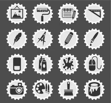 Art tools icon set Stock Illustration
