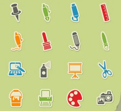 Art tools icon set Ilustração Stock