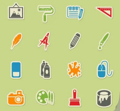 Art tools icon set Ilustração Stock