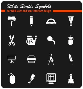 Art tools icon set Stock Illustration