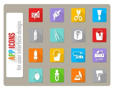 Art tools icon set Stock Illustration