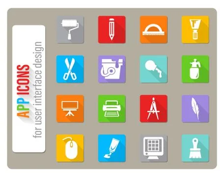 Art tools icon set Stock Illustration