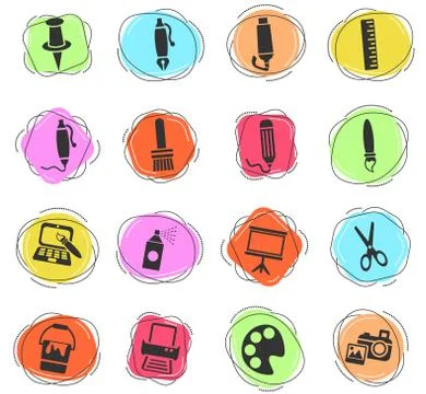 Art tools icon set Stock Illustration