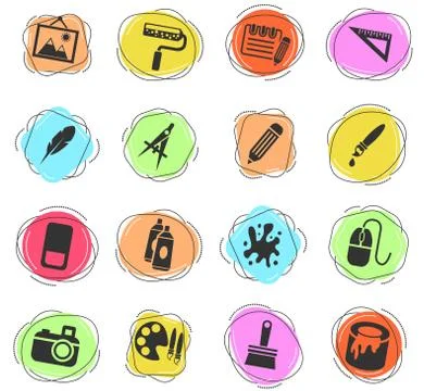 Art tools icon set Stock Illustration