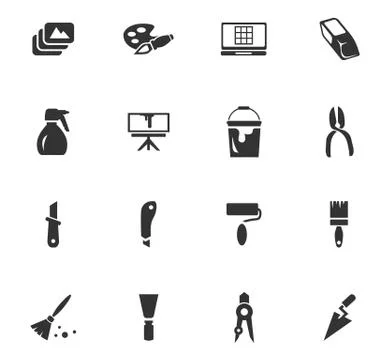 Art tools icons set Stock Illustration