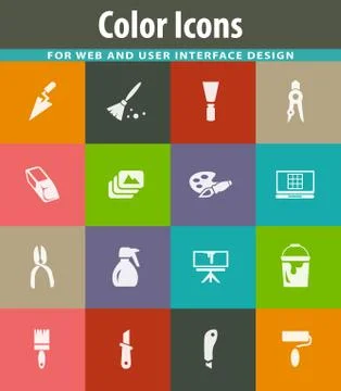 Art tools icons set Stock Illustration