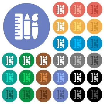 Art tools solid round flat multi colored icons Stock Illustration