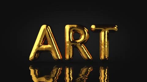 Art Type, Gold Textured Text With Liquid Reflection, Black Background Stock Illustration