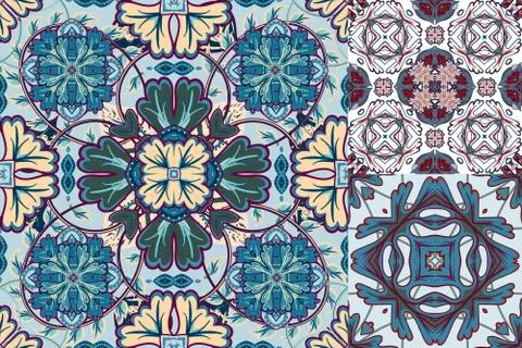 Art vintage vector set of damask  pattern background. Seamless Vintage Stock Illustration