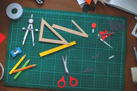 Art workplace, craft work. Stock Photos