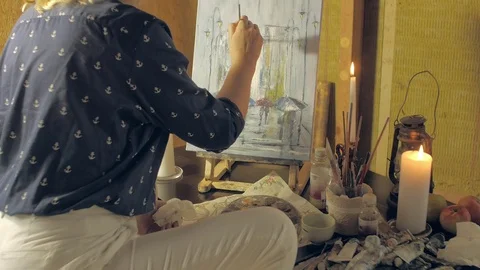 Art workshop in the house Stock Footage 72718305