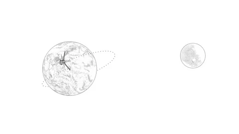 Artemis mission rocket launch infographic. Lunar flyby and return visualization. Видео 332679755