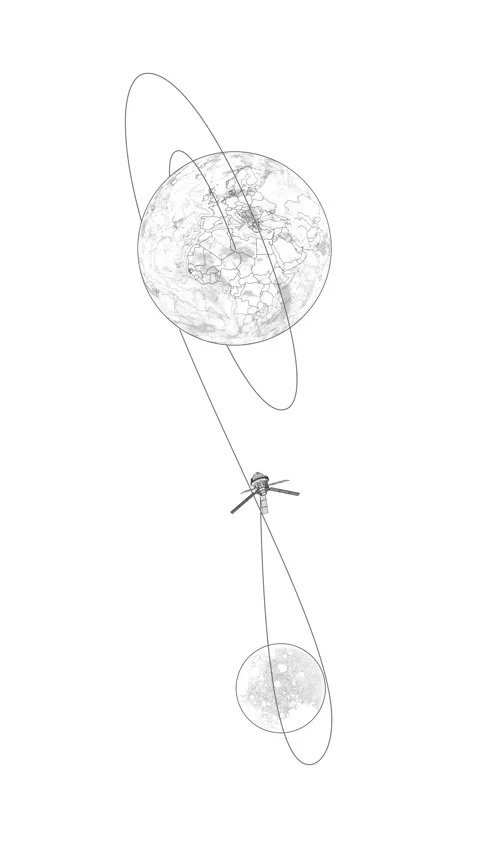 Artemis mission rocket launch infographic. Lunar flyby and return visualization. Видео 332717297
