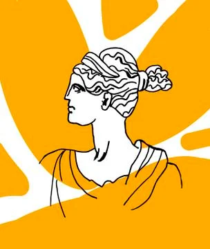 Artemis vector marble head. Work of art of ancient Greece era. \ Stock Illustration