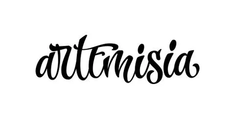 Artemisa - vector hand drawn calligraphy style lettering word. Stock Illustration