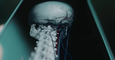 Arteries and veins passing through the human head Stock Footage 313838862