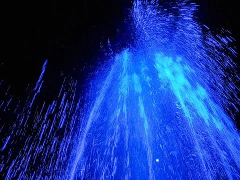 Artesian fountain with various colored lights in Romania 库存照片