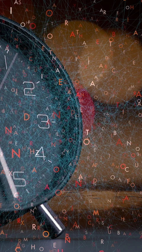 An Artful Abstract Clock Design Featuring a Captivating Data Overlay Stock Footage 295231179