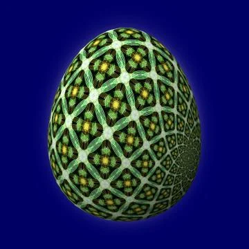 Artfully designed and colorful easter egg, 3D illustration on blue background イラスト素材