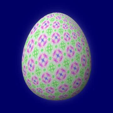 Artfully designed and colorful easter egg, 3D illustration on blue background イラスト素材