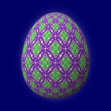 Artfully designed and colorful easter egg, 3D illustration on blue background 스톡 일러스트