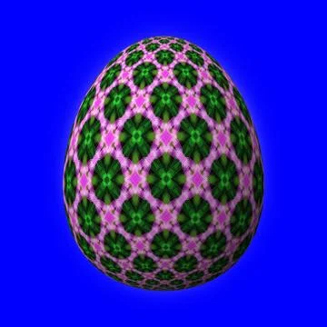Artfully designed and colorful easter egg, 3D illustration on blue background Stock Illustration