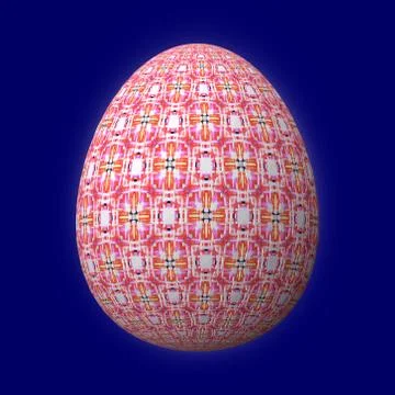 Artfully designed and colorful easter egg, 3D illustration on blue background Illustrazione stock