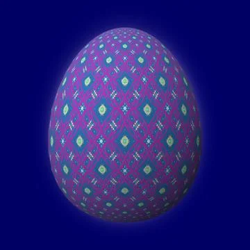 Artfully designed and colorful easter egg, 3D illustration on blue background イラスト素材