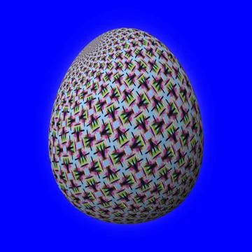Artfully designed and colorful easter egg, 3D illustration on blue background Stock Illustration