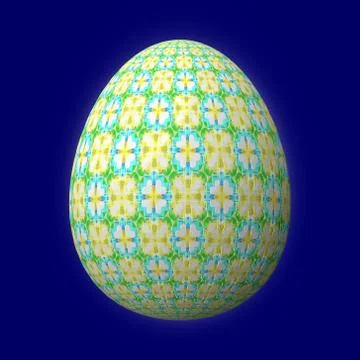 Artfully designed and colorful easter egg, 3D illustration on blue background 库存插图