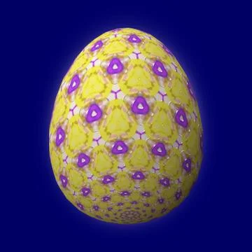 Artfully designed and colorful easter egg, 3D illustration on blue background イラスト素材
