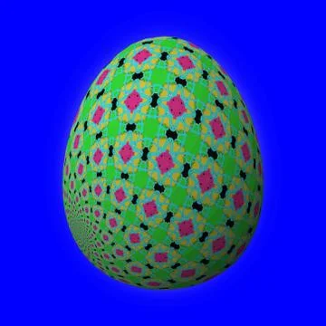 Artfully designed and colorful easter egg, 3D illustration on blue background Stock Illustration