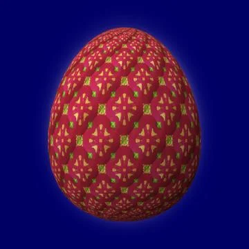 Artfully designed and colorful easter egg, 3D illustration on blue background Stock Illustration