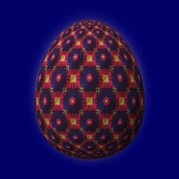 Artfully designed and colorful easter egg, 3D illustration on blue background Stock Illustration
