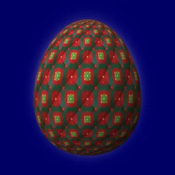 Artfully designed and colorful easter egg, 3D illustration on blue background Stock Illustration