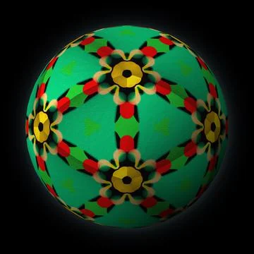 Artfully designed and colorful sphere, 3D illustration on black background Illustrazione stock