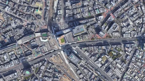 Arth zoom in from outer space to  city Zooming on Shibuya, Japan. The animation  Stock Footage 164675366